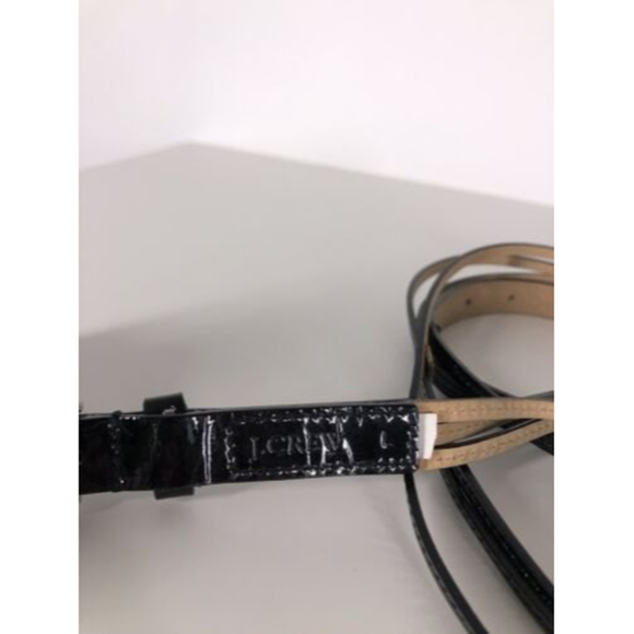 J.Crew Belt L Large Black Patent Leather Skinny Strips Ladies - Picture 3 of 5